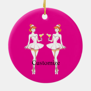 Pretty Ballerina Posing with Martini Thunder_Cove Ceramic Tree Decoration