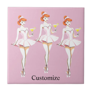 Pretty Ballerina Posing with Martini Thunder_Cove Tile
