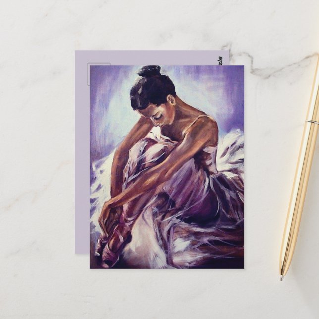 Pretty Ballerina Print Postcard (Front/Back In Situ)