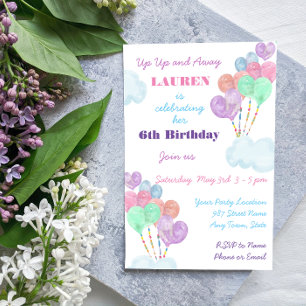 Pretty Balloon Birthday Invitation