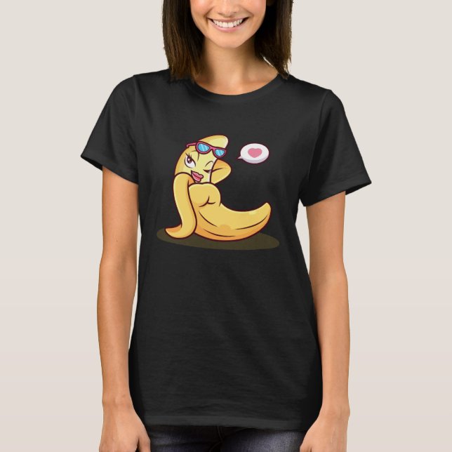 Pretty Banana & Cute Pose Funny Banana Mothers Day T-Shirt (Front)