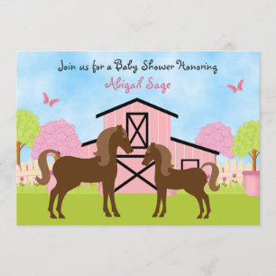 Pretty Barn Horse Baby Shower Invitations