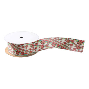 Pretty Barn Red And Teal Ribbon Satin Ribbon