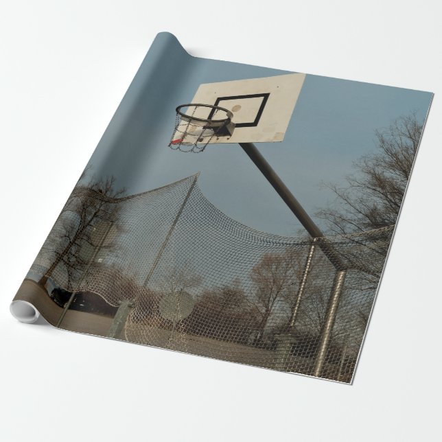 Pretty Basketball Wrapping Paper (Unrolled)