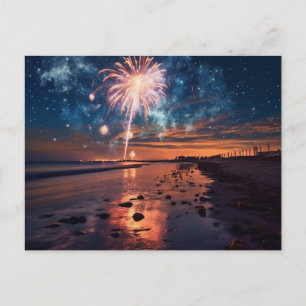 Pretty Beach Fireworks Postcard