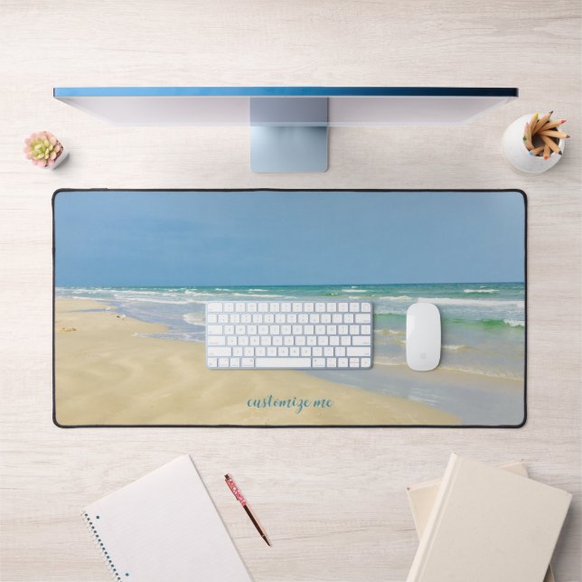 Pretty Beach House Personalised Coastal Photograph Desk Mat (Office 1)