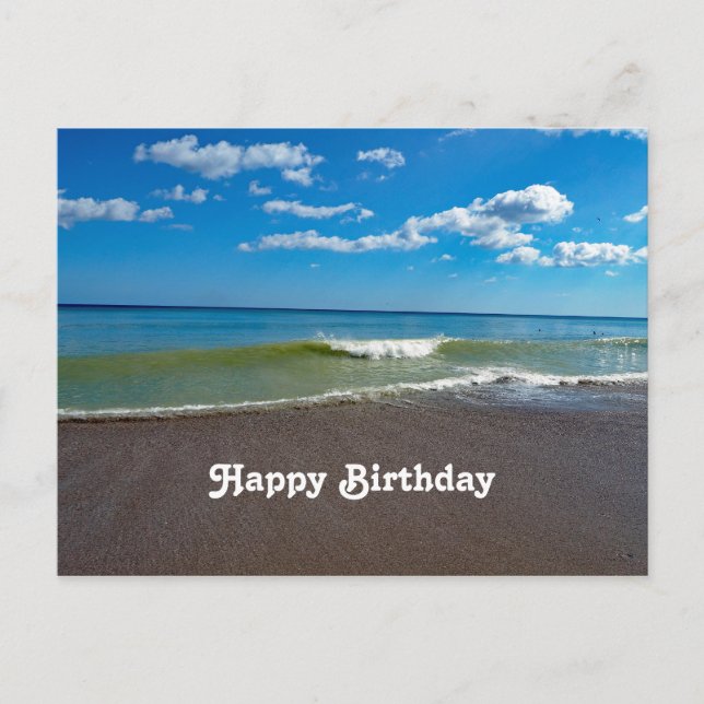Pretty Beach Ocean Photo Birthday Postcard (Front)