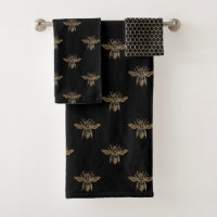 Pretty Bee Hive Black Pattern Bathroom