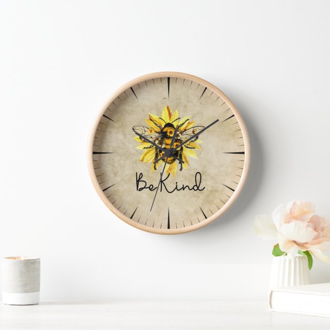 Pretty Bee Kind Wall Clock (Home)