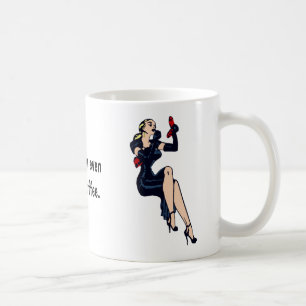 Pretty Before Coffee Blonde Retro Glamour Girl Pin Mug