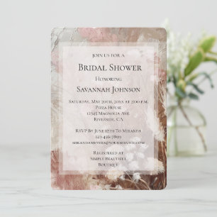 Pretty Beige Blush Pink Boho Floral Bridal Shower Invitation