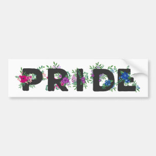 Pretty Bi Pride Floral Bumper Sticker