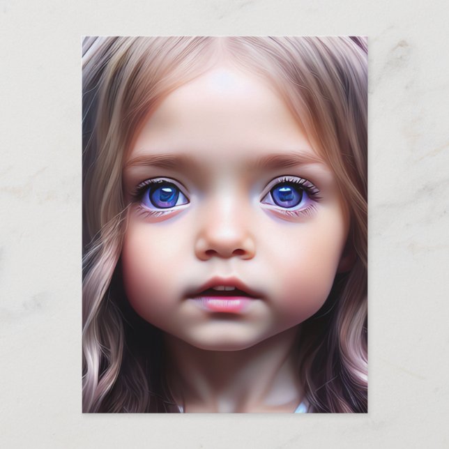 pretty BIG EYED little girl art Postcard (Front)