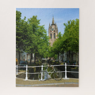 Pretty Bike along Canal in Delft, The Netherlands Jigsaw Puzzle