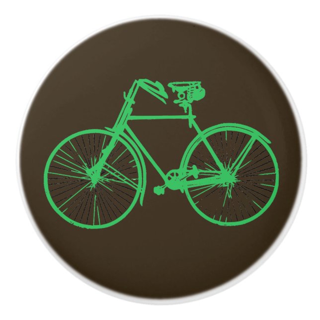 Pretty bike bicycle knob drawer pull browm green (Front)