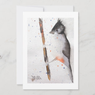 Pretty Bird Watercolor Christmas Invitation