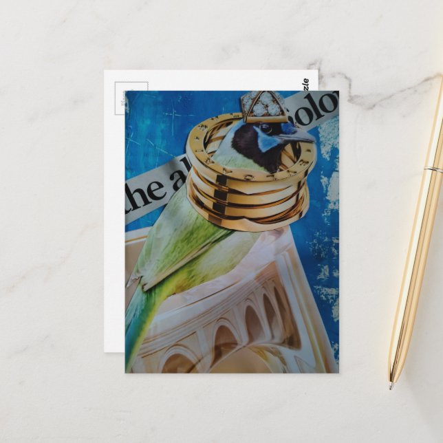 Pretty Bird with Jewellery and Architecture surrea Postcard (Front/Back In Situ)