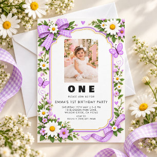 Pretty Birthday Photo Invitation