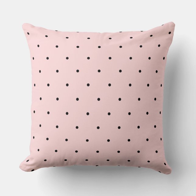Pretty Black And Baby Pink Polka Dot Spots Pillow (Front)