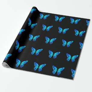 Pretty Black and bright blue Butterfly Gift Wrap
