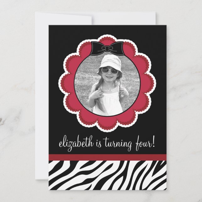 Pretty Black and Red Birthday Party Invitation (Front)