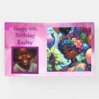 Pretty Black Anime Girl with Birthday
