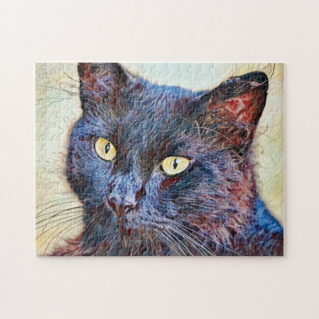 Pretty Black Cat Art Puzzle (Horizontal)