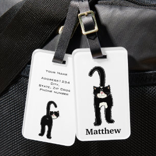 Pretty Black Cat Personalised Luggage Tag