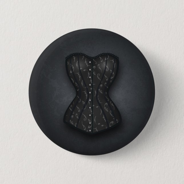 Pretty Black Corset 6 Cm Round Badge (Front)
