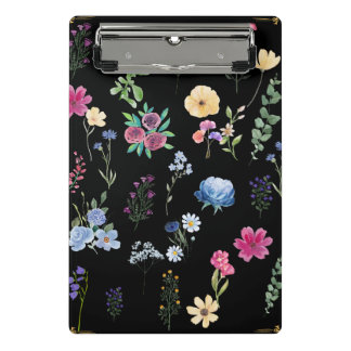 Pretty Black Floral  Mini Clipboard