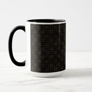 PRETTY BLACK & GOLD ROWS OF CELTIC KNOTS  MUG