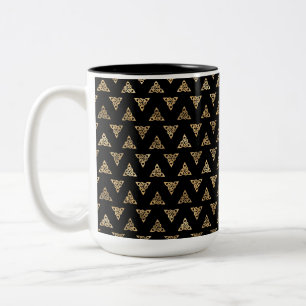 PRETTY BLACK & GOLD ROWS OF CELTIC KNOTS Two-Tone COFFEE MUG