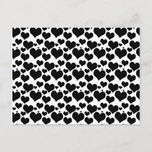 Pretty Black Hearts on White for your Valentine Holiday Postcard