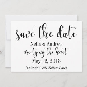 Pretty Black on White Typography Save the Date 2