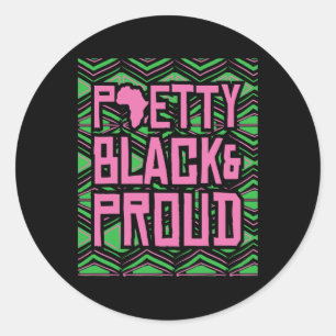 Pretty Black Proud Africa Map Black Pride Melanin  Classic Round Sticker
