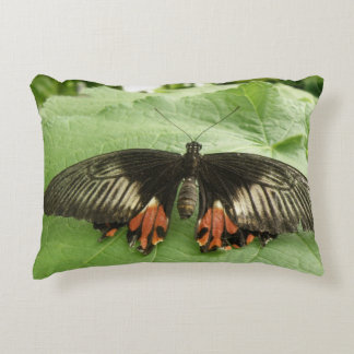 Pretty Black Red and Gold Butterfly Pillow
