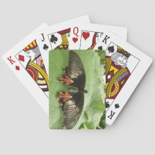 Pretty Black Red and Gold Butterfly Playing cards