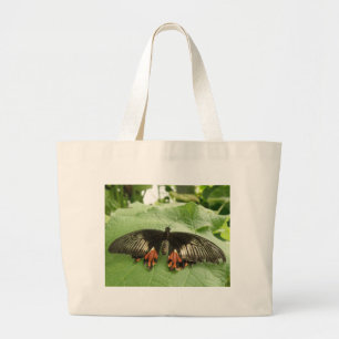 Pretty Black Red and Gold Butterfly Tote Bag