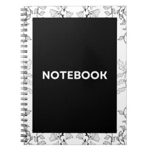Pretty Black & White Floral Aesthetic Notebook