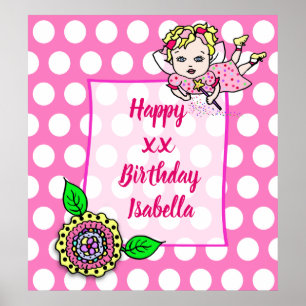 Pretty Blonde Fairy Girl Happy Birthday Poster