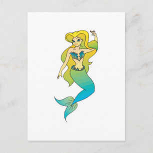 pretty blonde mermaid postcard