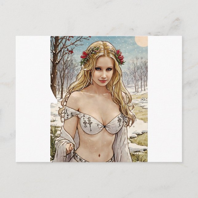 Pretty Blonde V2 Mucha Style Art Postcard (Front)