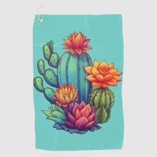 Pretty Blooming Cactus Golf Towel