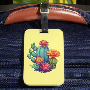 Pretty Blooming Cactus Luggage Tag