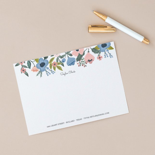 Pretty Blossom Pink & Blue Floral Frame & Notes (Creator Uploaded)