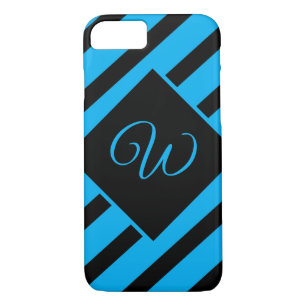 Pretty Blue and Black Monogram  Case-Mate iPhone Case