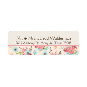 Pretty Blue and Coral Floral Return Address Label