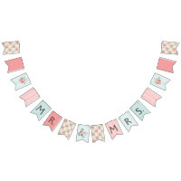 Pretty Blue and Coral Patterns Wedding Bunting