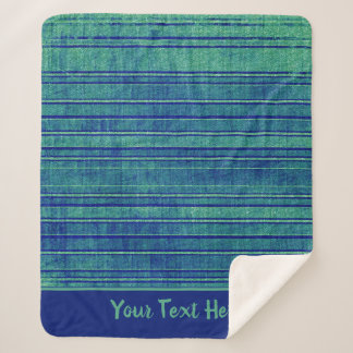 Pretty Blue and Green Distressed Stripes Pattern Sherpa Blanket