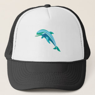 pretty blue and green dolphin trucker hat